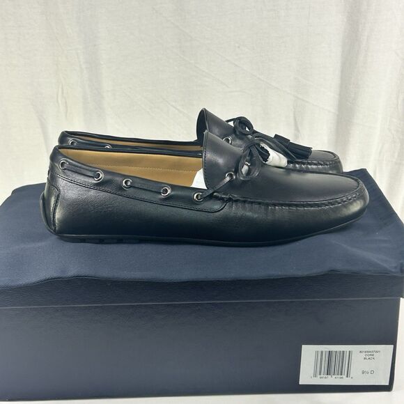 Ralph Lauren Purple Label Men 9.5 Harold Tassel Loafer Black Leather Shoes NIB